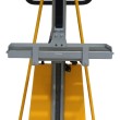 Vista frontal de la plataforma de transferencia de rodillos para apilador posicionador de trabajo Vista frontal de la plataforma de transferencia de rodillos para apilador posicionador de trabajo