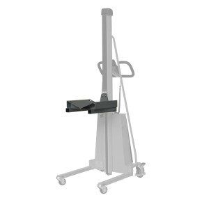 Vista general del soporte en V para cargas cilíndricas en apilador posicionador de trabajo