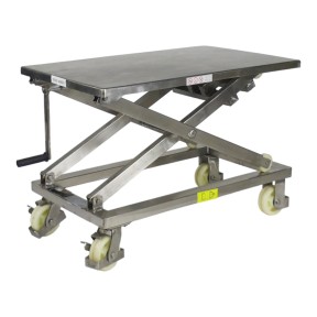 Portada - Mesa elevadora móvil INOX con manivela 300 kg - plataforma 950x600 mm