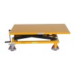 Vista lateral de la mesa elevadora con manivela 300 kg plataforma 1150x750 mm - plataforma baja Vista lateral de la mesa elevadora con manivela 300 kg plataforma 1150x750 mm - plataforma baja