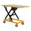Vista trasera en 3/4 de la mesa elevadora con manivela 300 kg plataforma 1150x750 mm - plataforma alta Vista trasera en 3/4 de la mesa elevadora con manivela 300 kg plataforma 1150x750 mm - plataforma alta